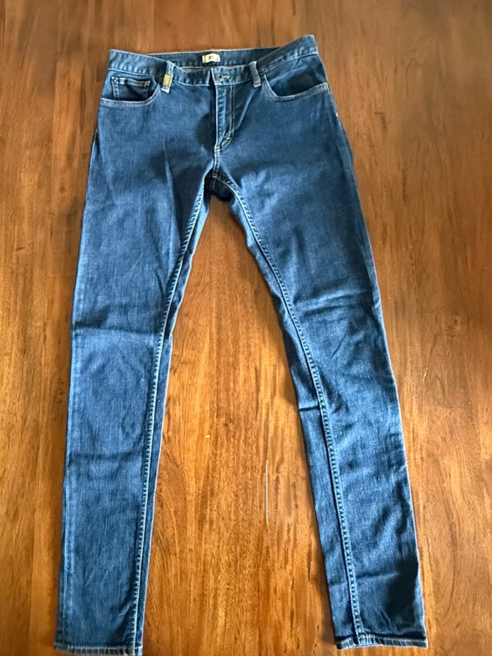 Ralph Lauren Carson Dark Blue Mid Rise Jeans with Contrast Stitching. Size 27